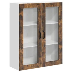 Vidaxl Stenski stekleni omarica LUCCA Dimljen hrast 80 x 31 x 100 cm