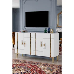 Hanah Home komoda Ilay 120, 120 cm, bela / zlatna