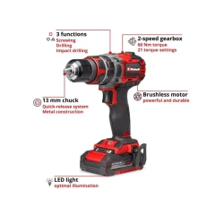 EINHELL PROFESIONALNA Akumulatorska udarna bušilica TP-CD 18/60 Li-i BL 1x2,0Ah + kofer