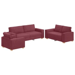 Sofa 3 pcs Vinska crvena 220 x 80 x 84 cm Platnasta tkanina
