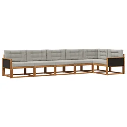 Set vanjskih sofa s jastukom 6 pcs Prirodna i Svjetlosiva