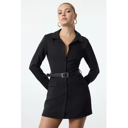 Trendyol Black Belted Dress-Looking Short Woven Jumpsuit