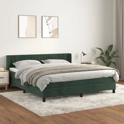 Vidaxl Box spring postelja z vzmetnico temno zelena 180x200 cm žamet