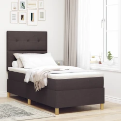 Vidaxl Postelja z vzmetnico z vzmetnico Temno rjava 80 x 200 cm blago