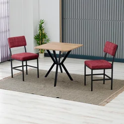 HANAH HOME Set Trpezarijski sto i 2 stolice Dubai Burgundy Walnut