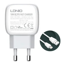 LDNIO A2313Q (86817) kućni punjač USB 3.0 sa iPhone lightning kablom beli