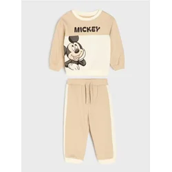 Sinsay - Pamučni komplet: dukserica i pantalone Mickey Mouse - BEŽ