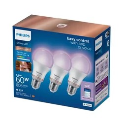 KOMPLET 3x LED RGB prigušiva sijalica Philips SMART A60 E27/8,8W/230V 2200-6500K