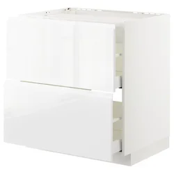 METOD / MAXIMERA Pod.ormar.grej.ploča/2front/2fiok, bela/Voxtorp v. sjaj bela, 80x60 cm