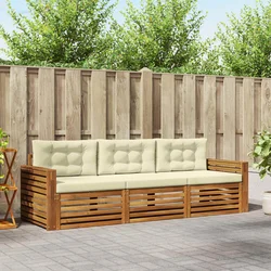 Set vanjskih sofa s jastukom 3 pcs Prirodna i krem
