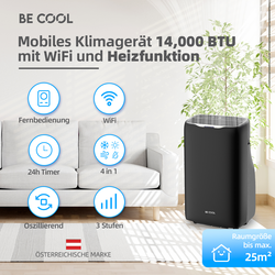 BE COOL BC14KL2402FW klimatska naprava 14.000 BTU, bis max. 125 m3 Heizfunktion