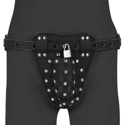 Ouch! PU Leather Chastity Jock Black