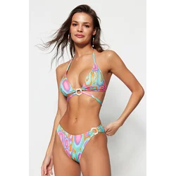 Trendyol Abstract Patterned Regular Bikini Bottom with Accessories