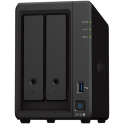 Synology DS723+, Tower, 2-Bays 3.5 SATA HDD/SSD, 2 x M.2 2280 NVMe SSD, CPU AMD Ryzen R1600 dual-core (4-thread), max. boost up to 3.1 GHz, 2 GB DDR