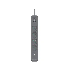 TRACER Produzni kabl 5m 4 uticnice sa 3 USB porta sa prenaponskom zastitom i prekidacem grafit TRALIS47685