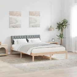 Okvir kreveta s uzglavljem Smeđa i svijetlo siva 135 x 190 cm