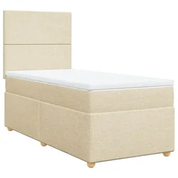 Vidaxl Box spring postelja z vzmetnico krem 90x190 cm blago