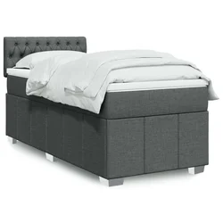 vidaXL Box spring postelja z vzmetnico temno siva 90x190 cm blago