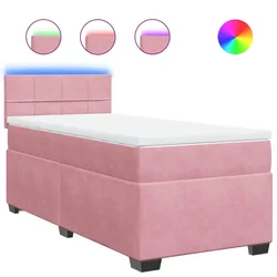 Vidaxl Box spring postelja z vzmetnico roza 100x200 cm žamet