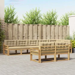 Set vanjskih sofa s jastukom 6 pcs Bijela i bež Poliester