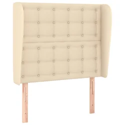 Vidaxl Vzglavje z ušesi krem 93x23x118/128 cm blago