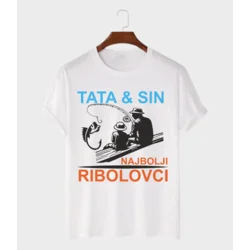 MAFIMI Muška majica Tata i sin najbolji ribolovci, Bela
