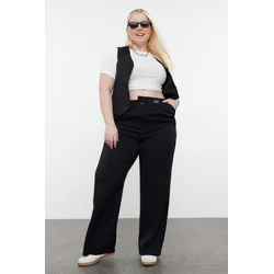 Trendyol Curve Black Wide Leg Labeled Plus Size Woven Trousers