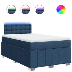 Vidaxl Box spring postelja z vzmetnico modra 120x190 cm blago