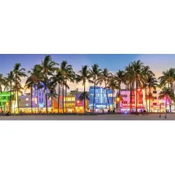 Ravensburger - Puzzle Panorama nočnega sijaja na Ocean Drive - 1 000 kosov
