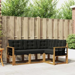 Set vanjskih sofa 4 kom. Prirodna i crna