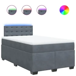 Vidaxl Box spring postelja z vzmetnico temno siv 120x190 cm žamet