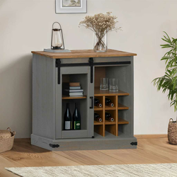 Komoda HALDEN s kliznim vratima siva 80x40x80 cm puno drvo