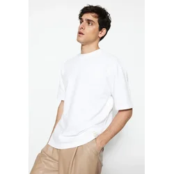 Trendyol Muška majica Tmnss23Ts00074, Bela