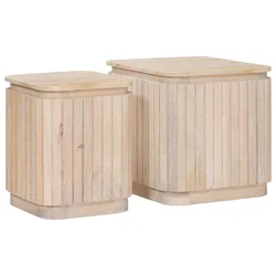 vidaXL Ročno izdelan set stranskih miz 2 pcs Bela 45 x 45 x 45 cm
