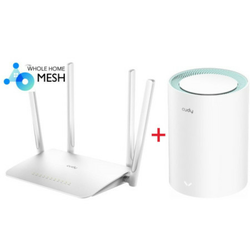 Cudy set WR1300 AC1200 dual band 2.4+5Ghz MESH Ruter + M1300 1-pack AC1200 dual band mesh (5142)