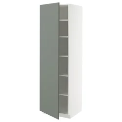 METOD Visoki element s policama, bela/Nickebo mat sivozelena, 60x60x200 cm