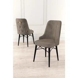 Hanah Home set trpezarijskih stolica Pare 8 kom, kapućino tkanina Babyface, crne drvene noge