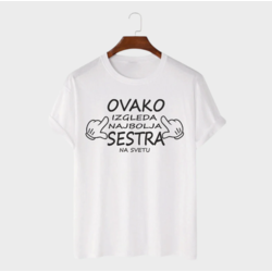MAFIMI Ženska majica Ovako izgleda najbolja sestra, Bela