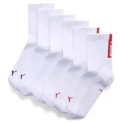 PUMA Unisex Short Socks (3-Pack), Men, White/Various Logo Colors, 43-46