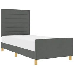 Vidaxl Konstrukcija postelje z vzglavjem Temno siva 80 x 200 cm blago