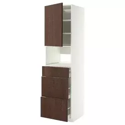 METOD / MAXIMERA Visoki element za ugradne uređaje, bela/Sinarp smeđa, 60x60x220 cm