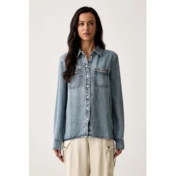 Guess Jeans srajca W6YH19 D1353 Modra Regular Fit