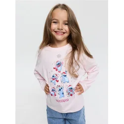 Sinsay - Pamučna majica sa božićnim printom Stitch - pastelno roze