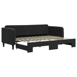 Vidaxl Izvlečna dnevna postelja črna 80x200 cm žamet