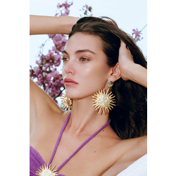 Trendyol X Zeynep Tosun Gold and Sun Figure Earrings