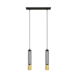 LED luster na sajli BARS 2xGU10/4,8W/230V crna/zlatna