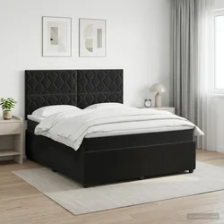vidaXL Postelja boxspring z vzmetnico Črna 160 x 200 cm Žamet