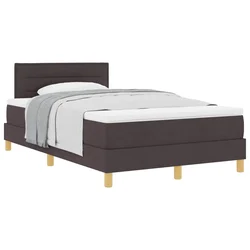 Vidaxl Postelja z vzmetnico z blazino Temno rjava 120 x 200 cm blago