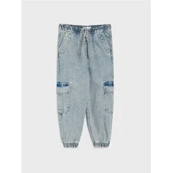 Sinsay - Jeans jogger comfort cargo sa efektom pranja - plava