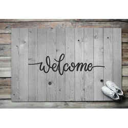 tulup.si Predpražnik za pred vrata Welcome sive plošče 90x60 cm